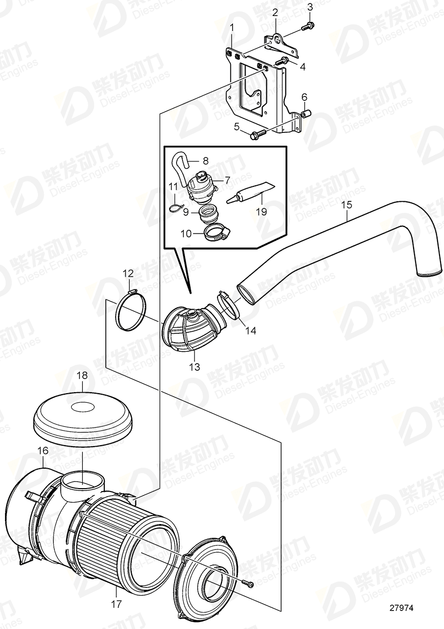 VOLVO Air tube 21955517 Drawing